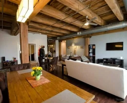 Chicago Lofts for sale, Brick and timber chicago loft, loft living area