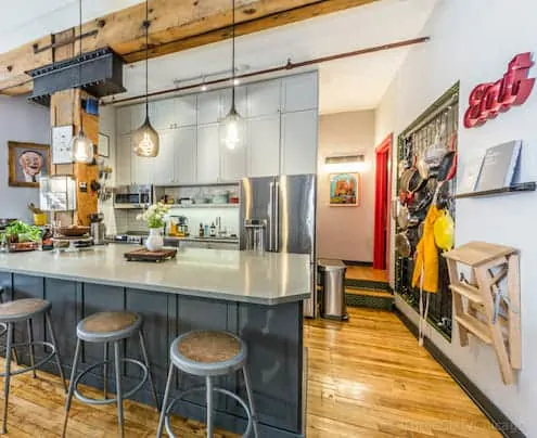Authentic concrete loft interior at Donohue Lofts, Printer's Row Chicago