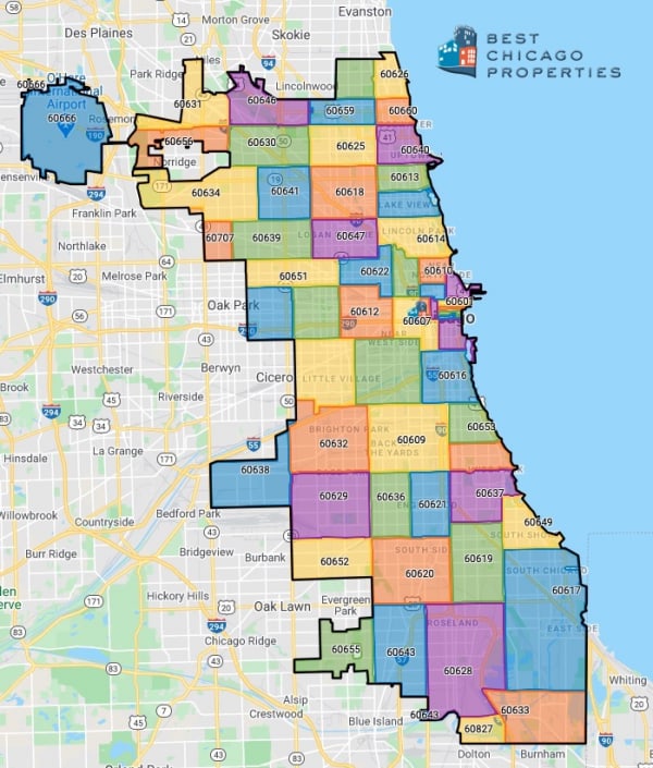 Chicago Zip Code Guide Map Of Chicago Zip Codes With Real Estate Listings 600x705 