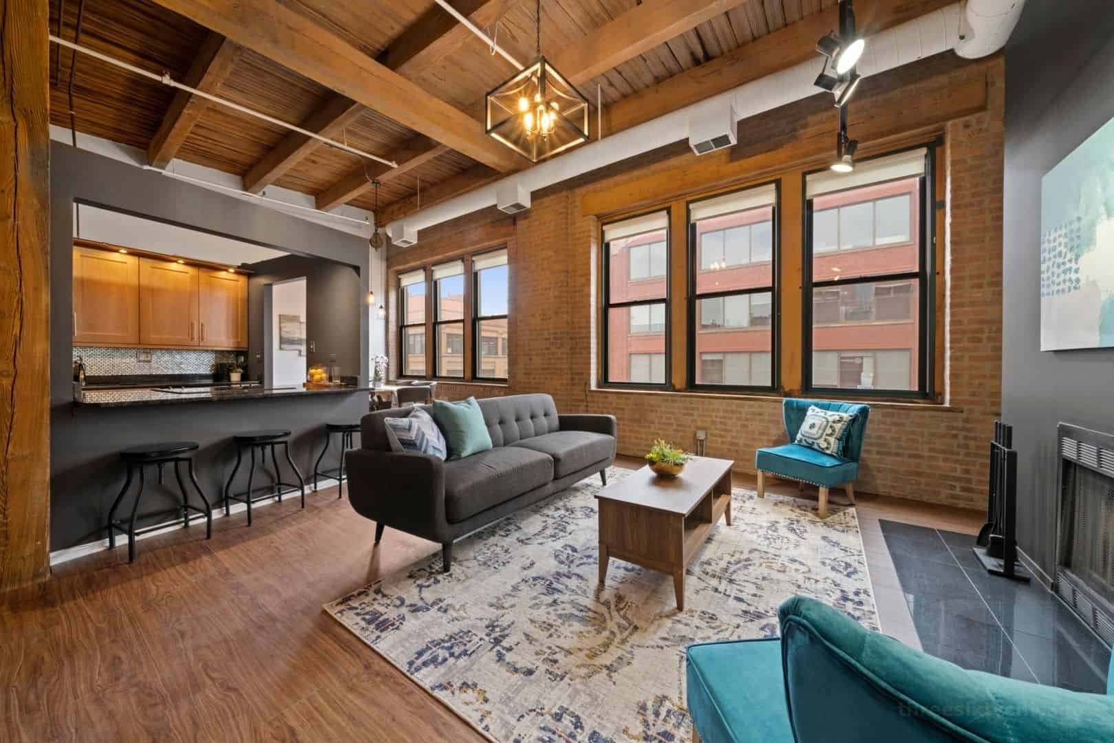 Finding A Rental In Chicago S Competitive Market   Living Area 3 At 331 S Peoria Street Unit 503 Chicago IL 60607 West Loop Brick And Timber Duplex Loft 