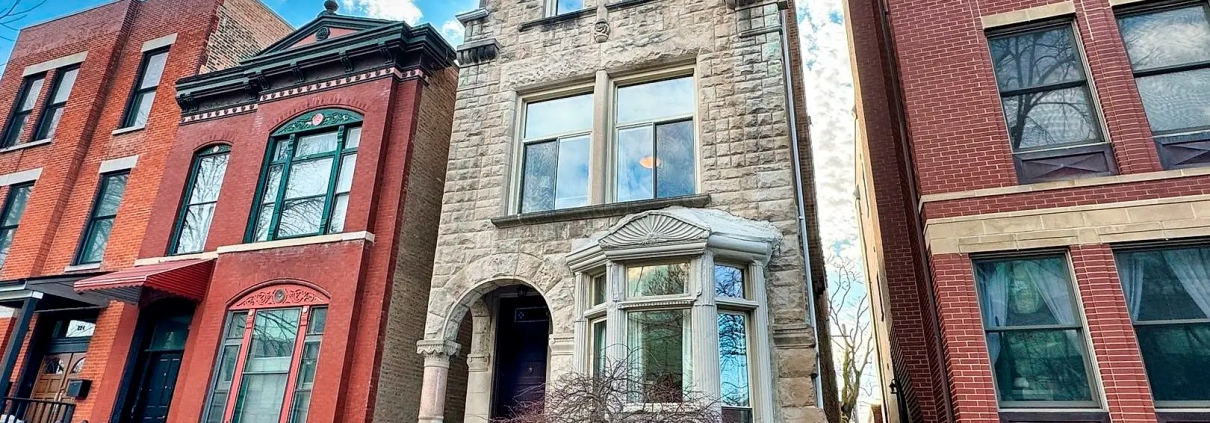 Exterior of the Greystone home at 220 S Laflin Street, Chicago IL 60607